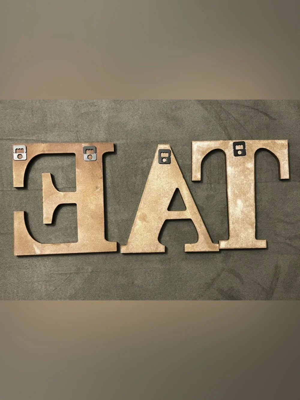 Decorative Wooden Letters "A" “E” “T”- Dark Brown - Picture 2 of 4